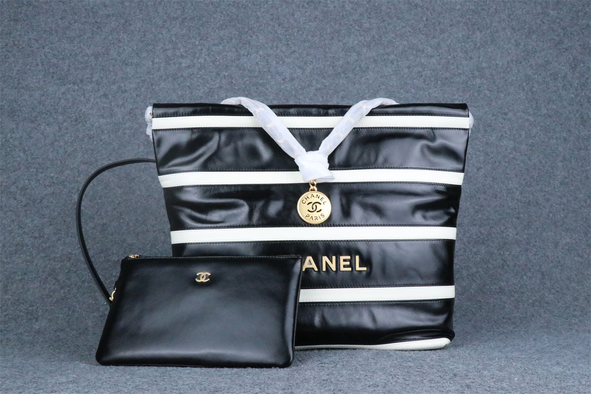 Chanel Striped 22 Hobo Bag 'Black White' - product view 1