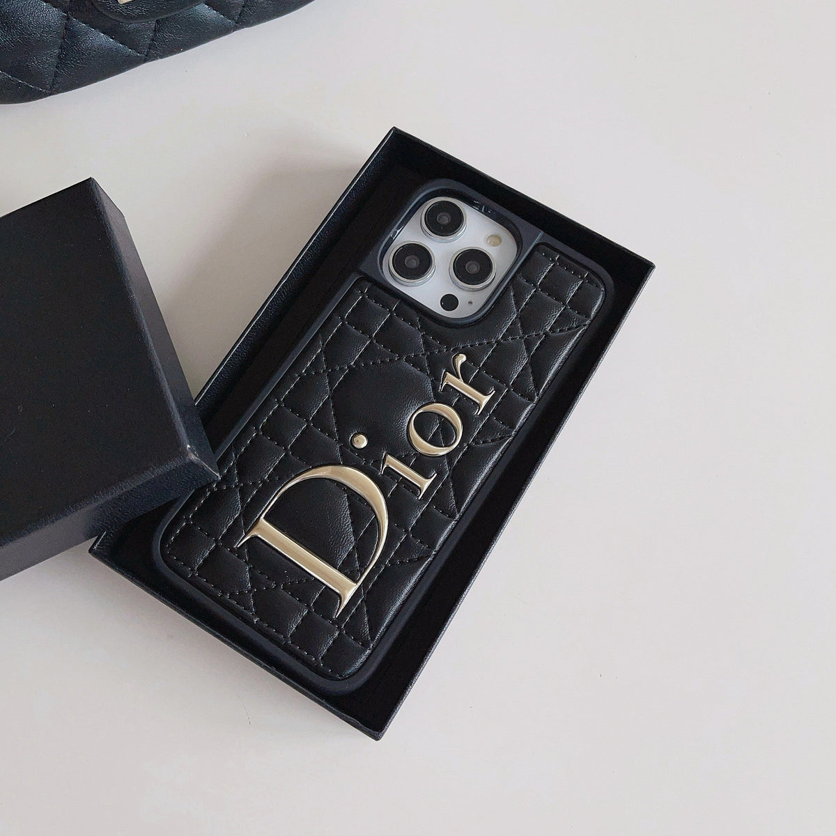 Fashion Gold Logo Leather iPhone Case - product view 2
