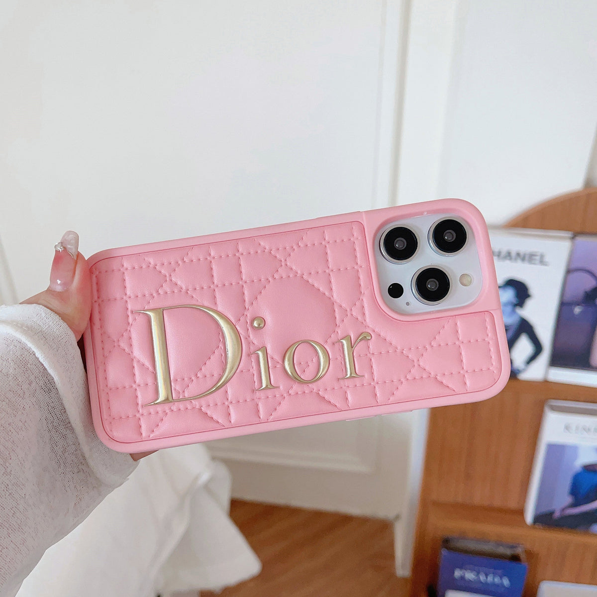 Fashion Gold Logo Leather iPhone Case - product view 16