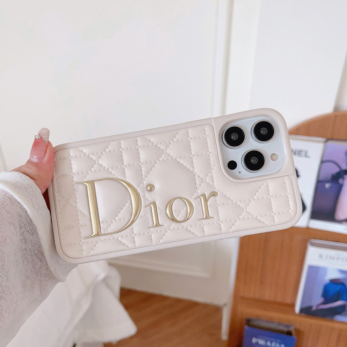 Fashion Gold Logo Leather iPhone Case - product view 9