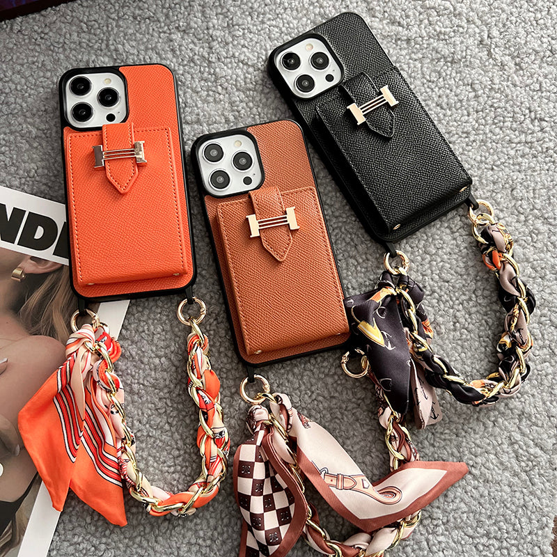 H Card Bag Scarves Leather iPhone Case - product view 1