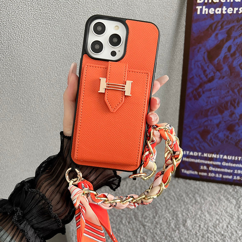 H Card Bag Scarves Leather iPhone Case - product view 2