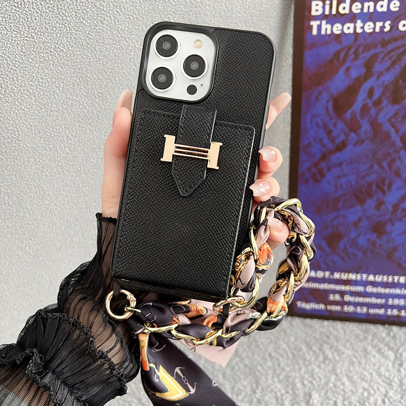H Card Bag Scarves Leather iPhone Case - product view 3