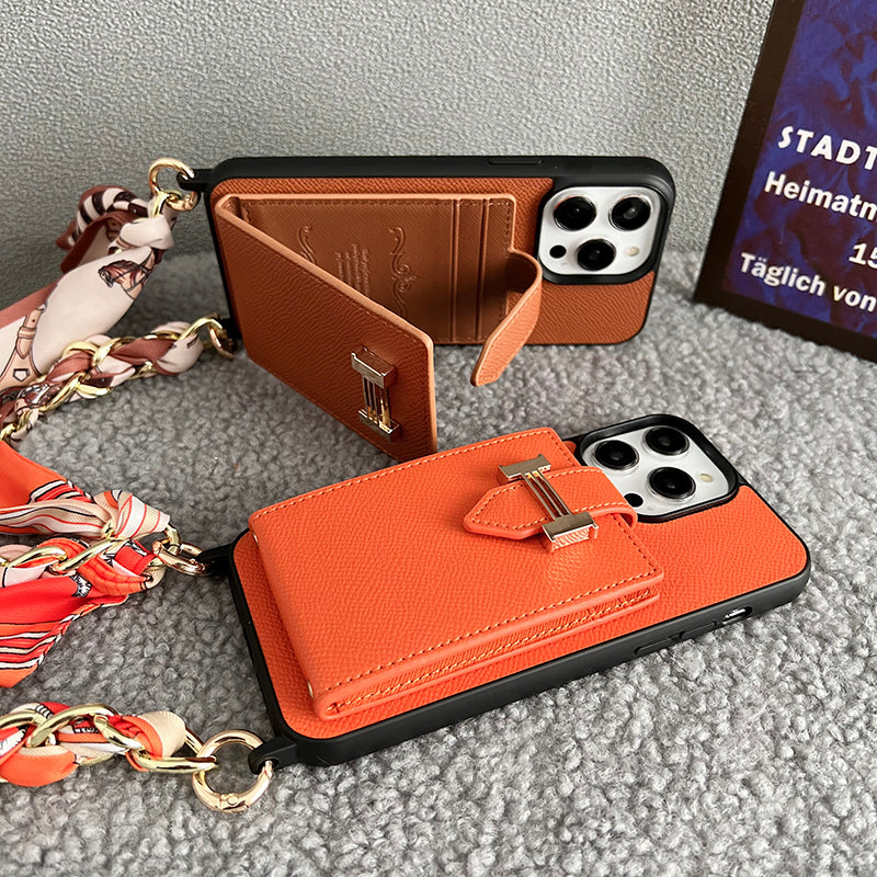 H Card Bag Scarves Leather iPhone Case - product view 5