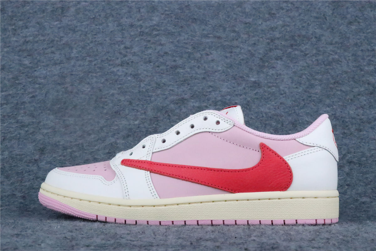 Travis Scott x Air Jordan 1 Retro Low OG Sneakers 'Sail Tropical Pink' - product view 1