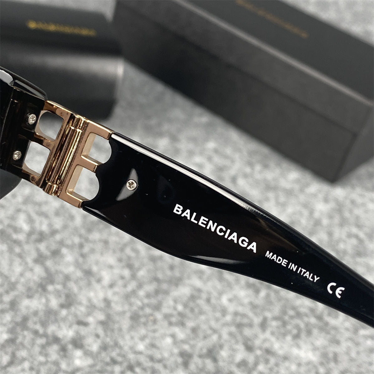 Balenciaga BB0095S 001 Sunglasses 'Black Gold' - product view 6