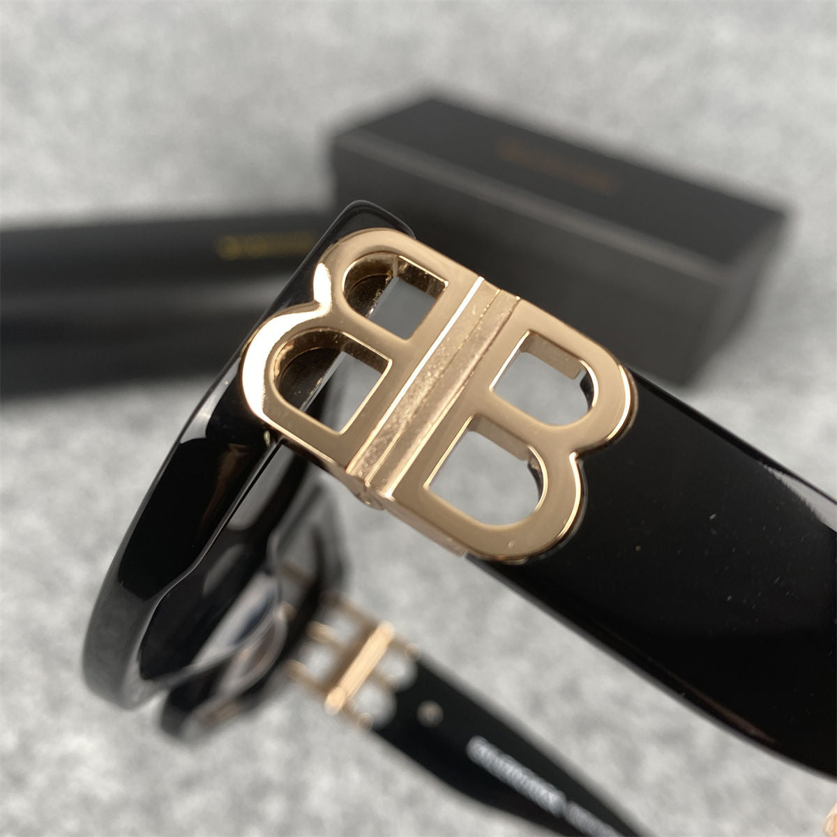 Balenciaga BB0095S 001 Sunglasses 'Black Gold' - product view 7