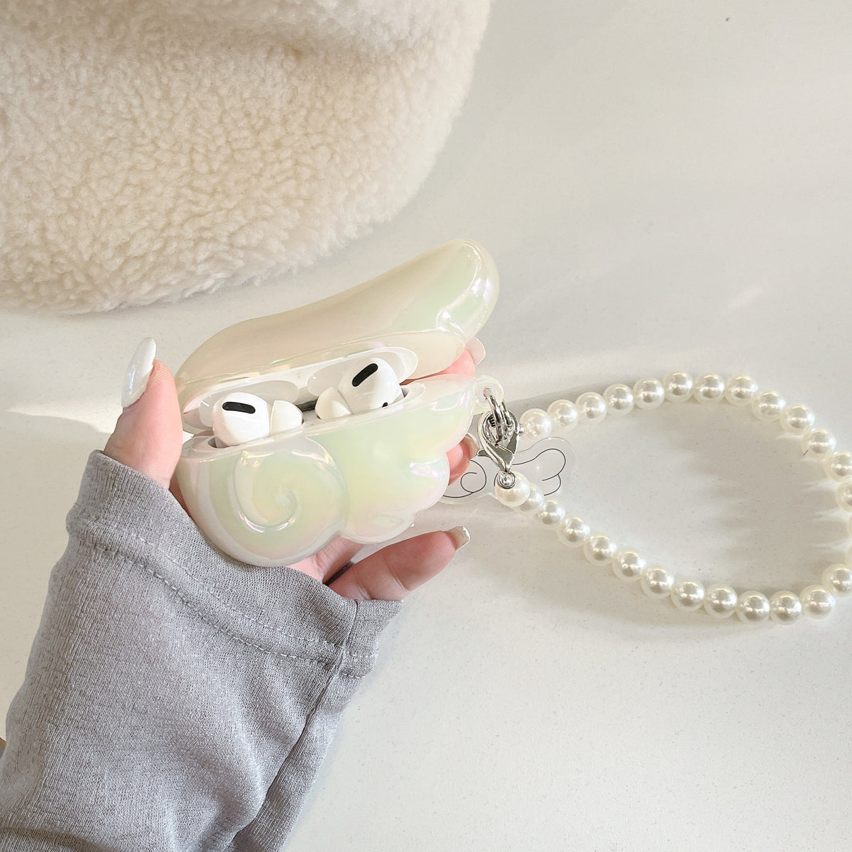 Angel Wing AirPods Case with Pearl & Beaded Charm - product view 12