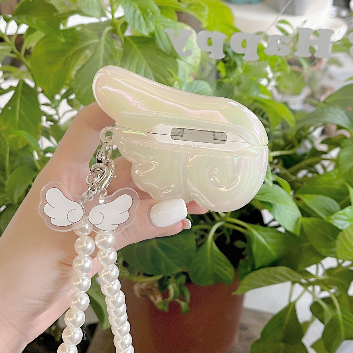 Angel Wing AirPods Case with Pearl & Beaded Charm - product view 5