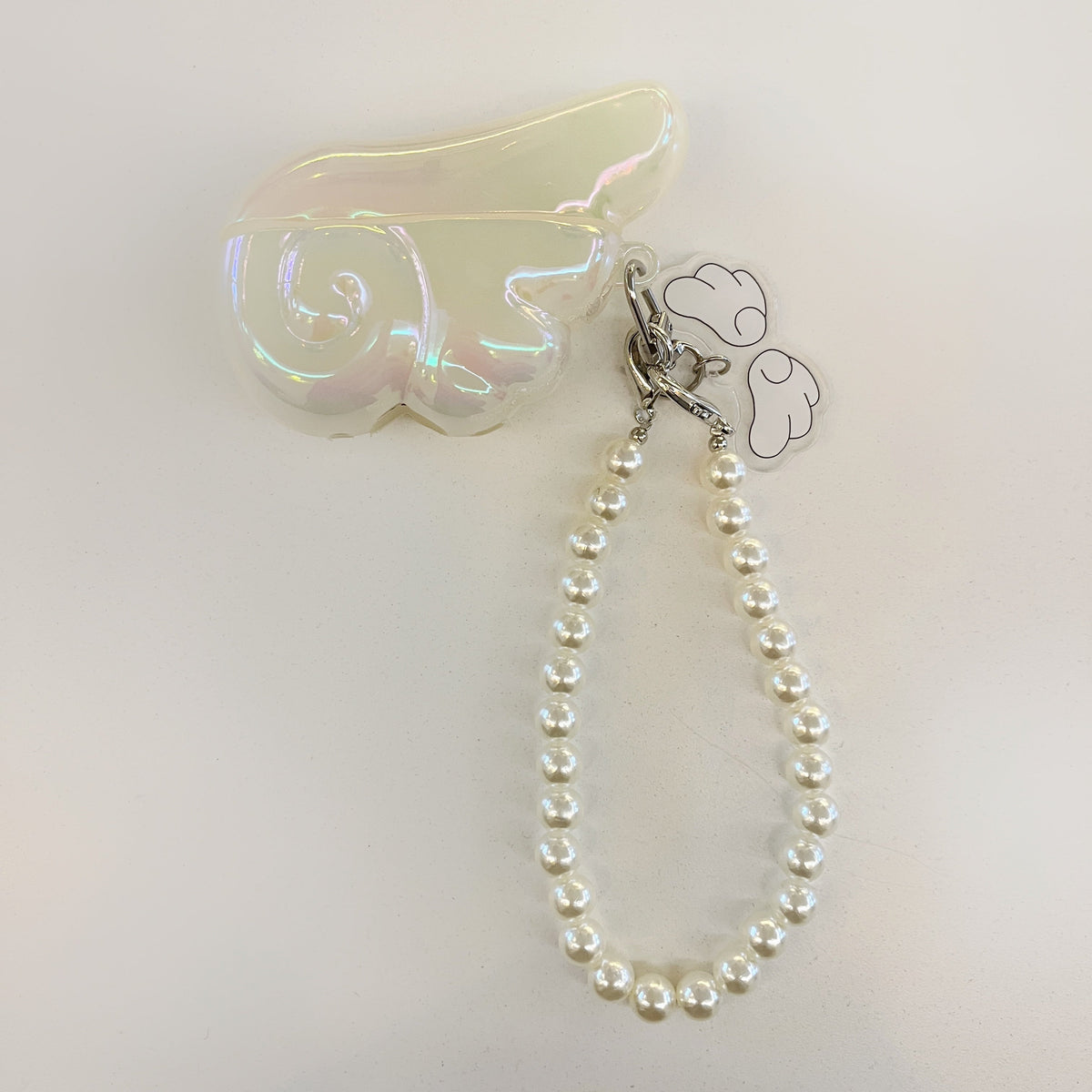 Angel Wing AirPods Case with Pearl & Beaded Charm - product view 7