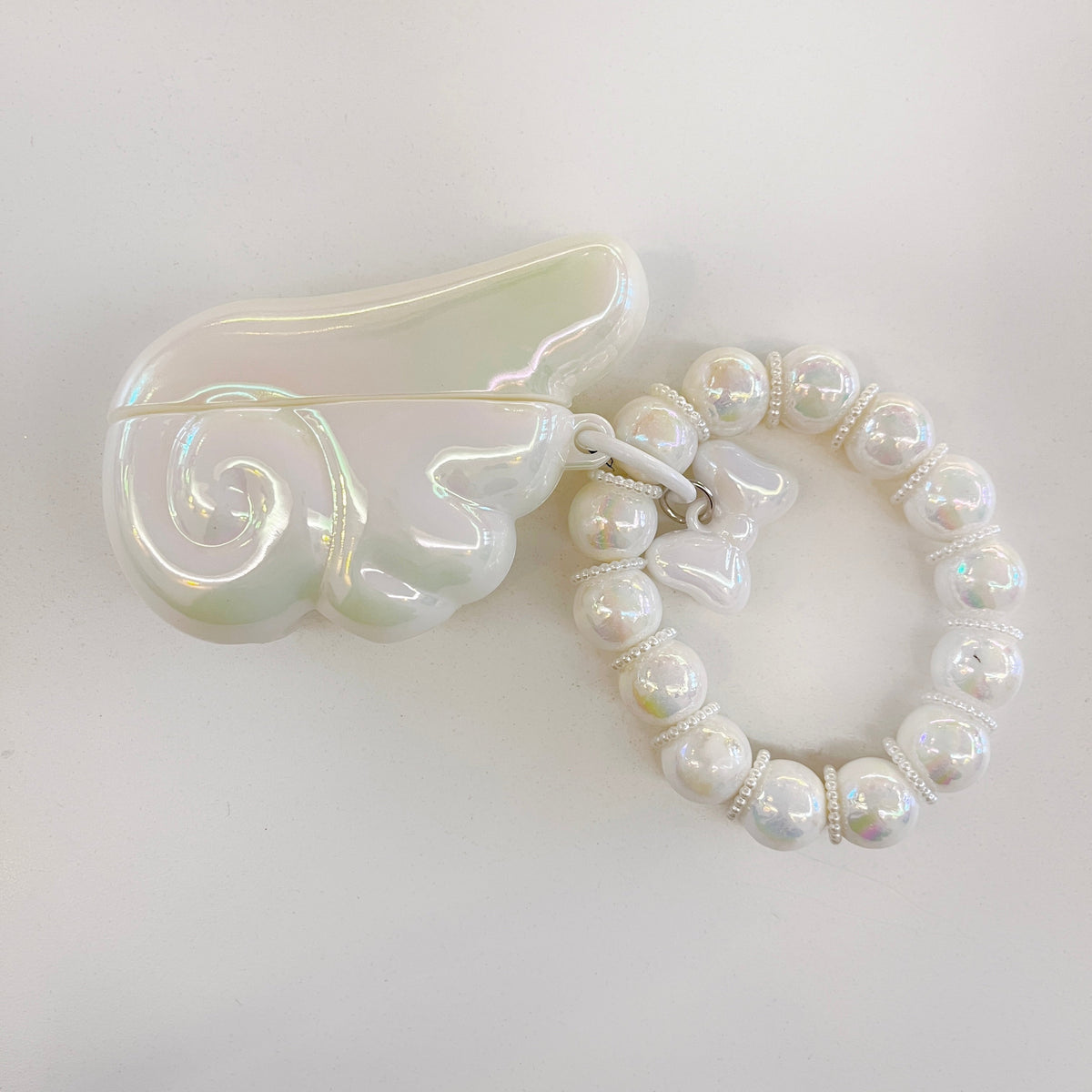 Angel Wing AirPods Case with Pearl & Beaded Charm - product view 9
