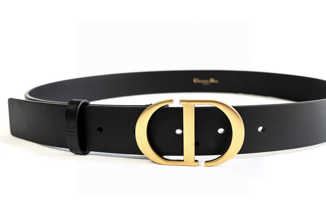 CD Black Calfskin Belt with Gold Buckle - product view 2
