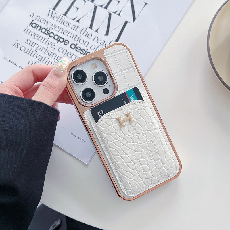 H Rose Gold Leather iPhone Case - product view 13