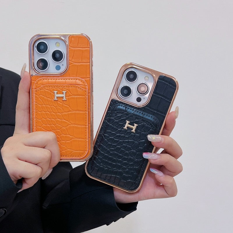 H Rose Gold Leather iPhone Case - product view 11