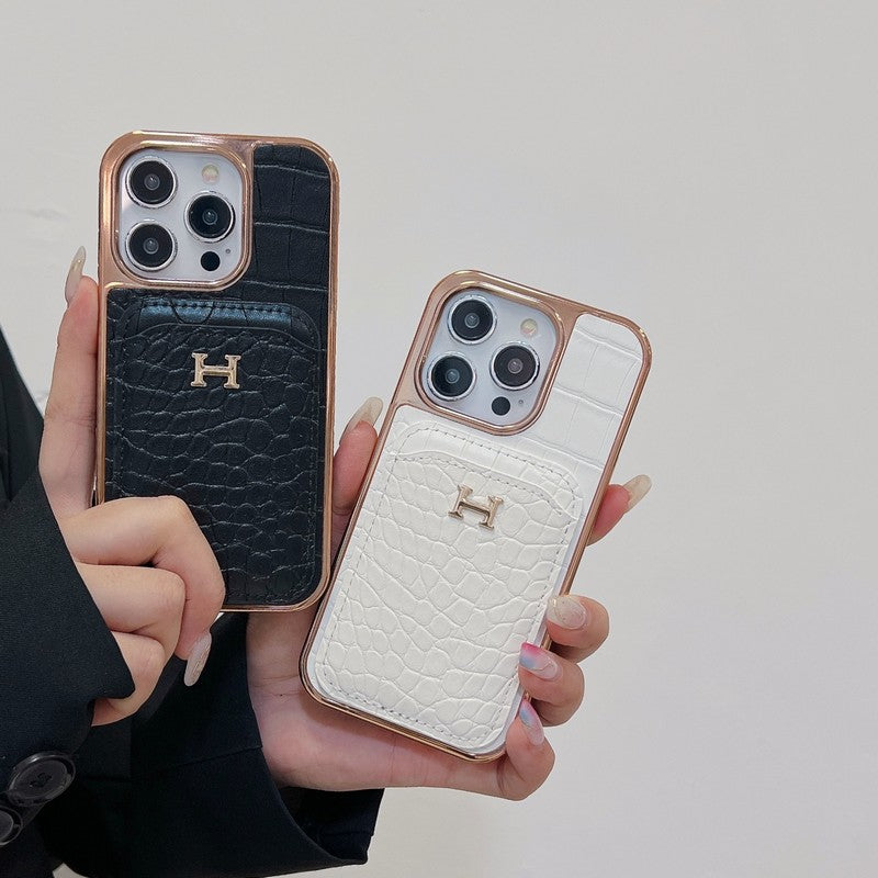 H Rose Gold Leather iPhone Case - product view 10