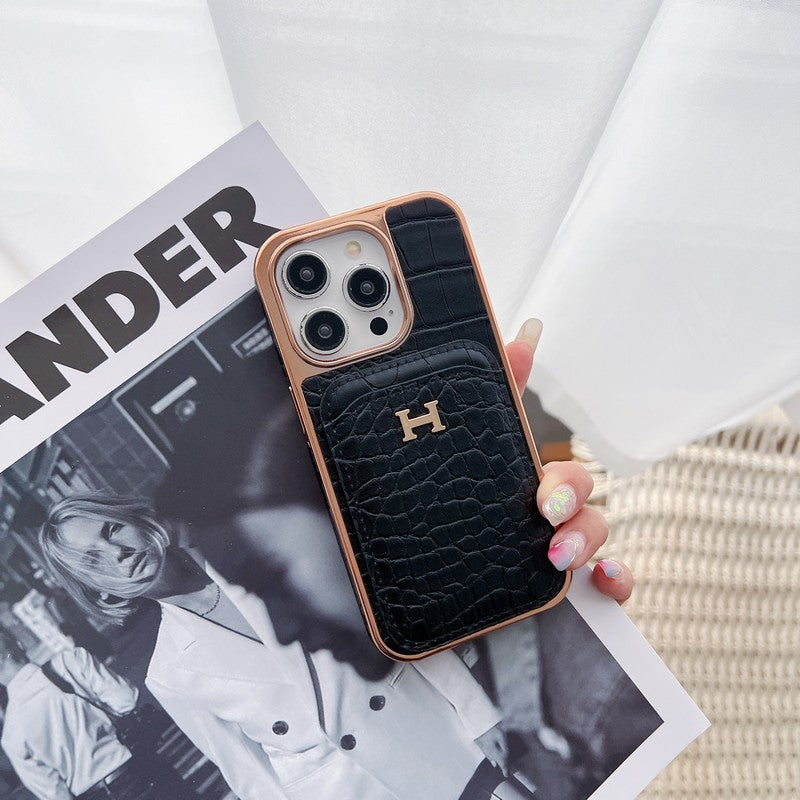 H Rose Gold Leather iPhone Case - product view 7