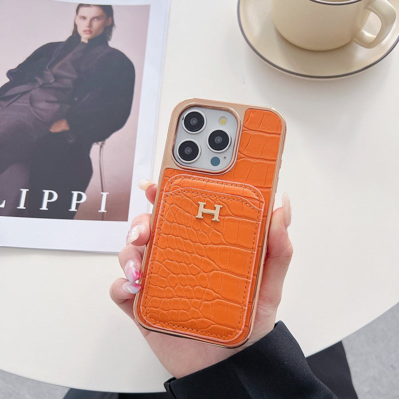 H Rose Gold Leather iPhone Case - product view 6