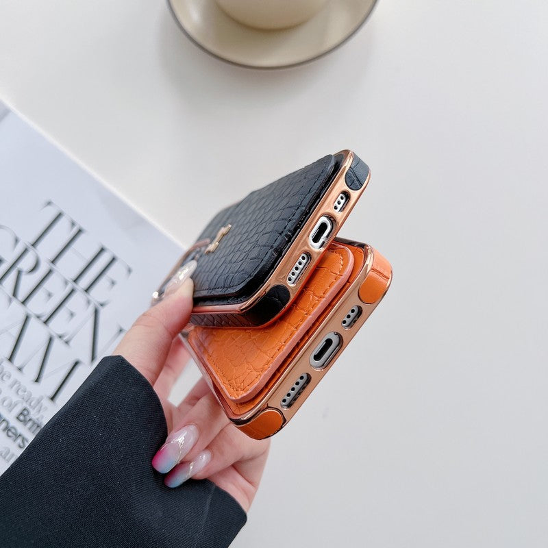 H Rose Gold Leather iPhone Case - product view 4