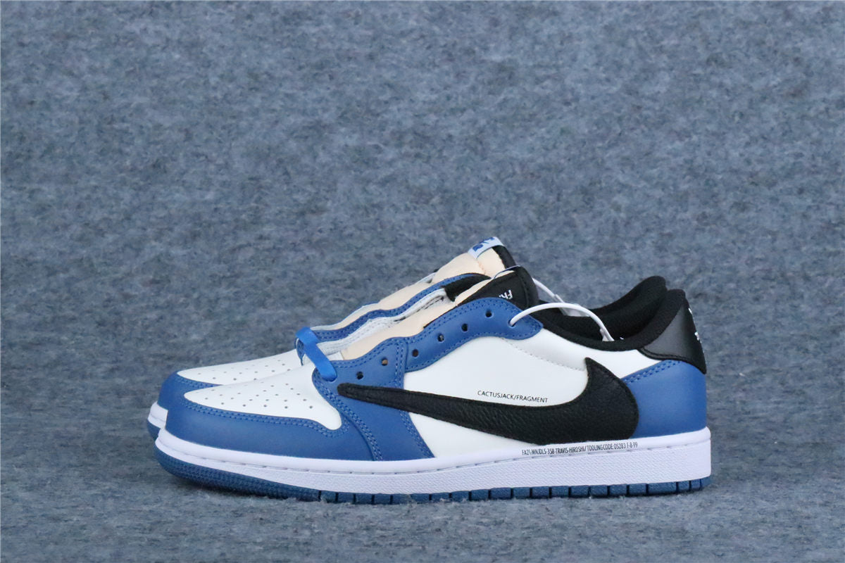 Custom Fragment Design x Travis Scott x Air Jordan 1 Low Sneakers 'Royal Blue' - product view 15