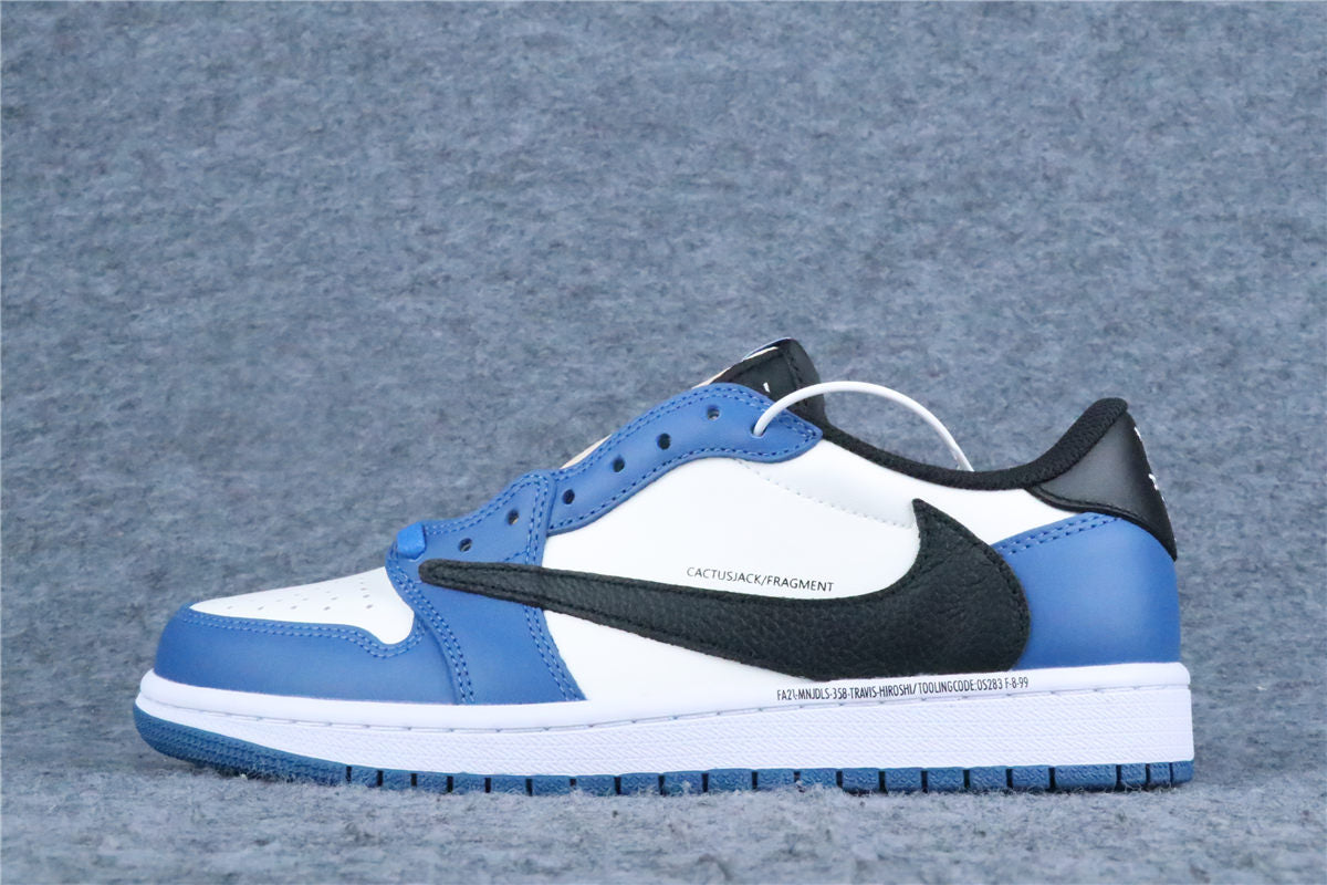 Custom Fragment Design x Travis Scott x Air Jordan 1 Low Sneakers 'Royal Blue' - product view 1