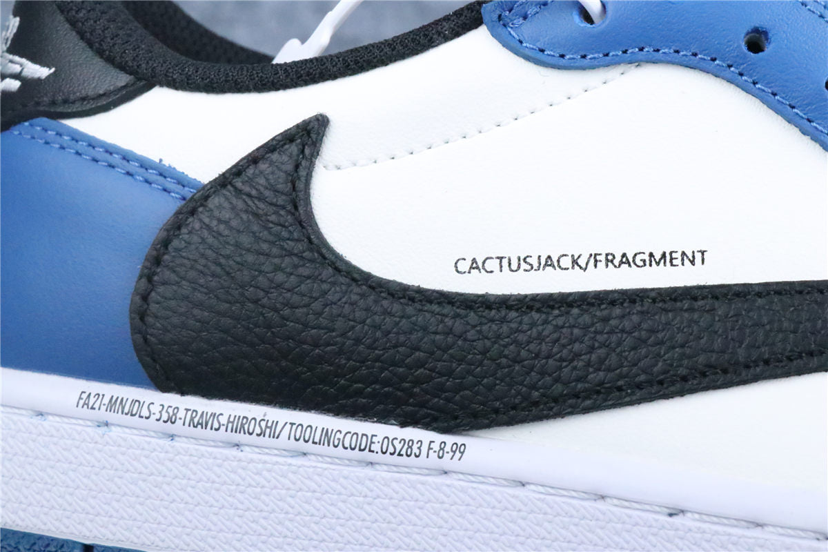 Custom Fragment Design x Travis Scott x Air Jordan 1 Low Sneakers 'Royal Blue' - product view 5