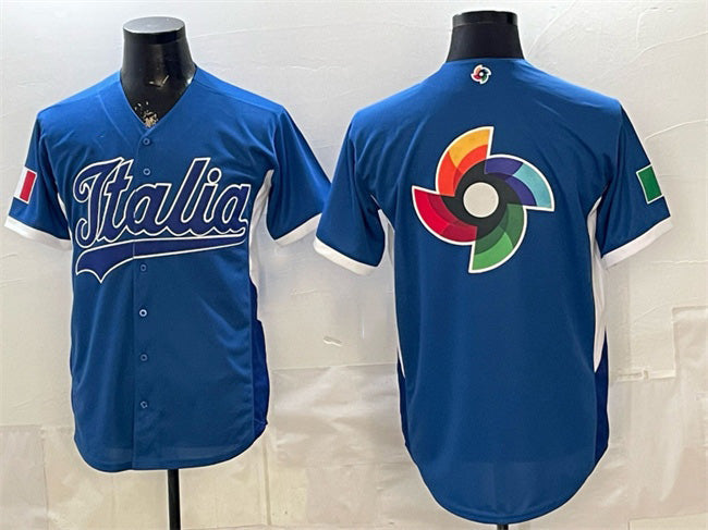 Baseball Jersey | Italy Baseball Blue 2026 World Baseball Classic Big Logo Home Stadium Stitched Jersey - image 1