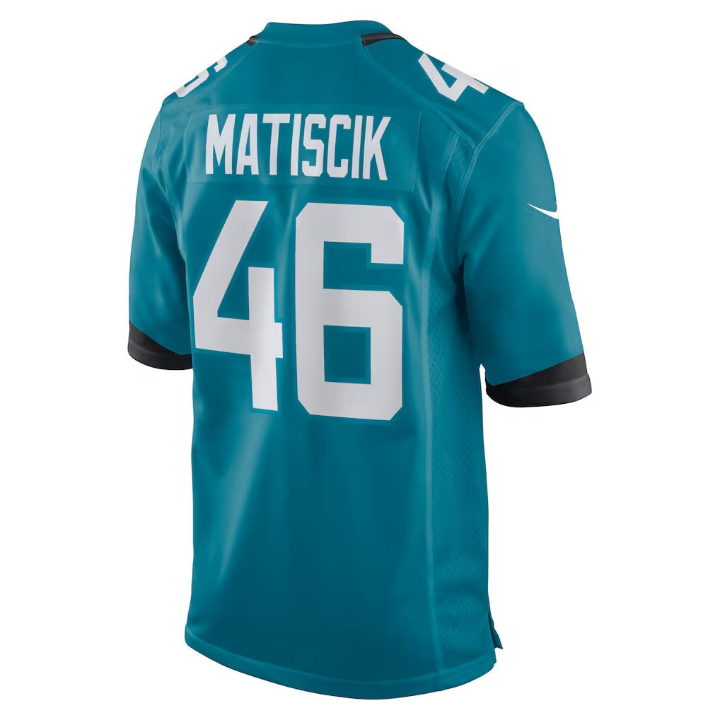American Football Jersey | J.Jaguars #46 Ross Matiscik Teal Game Jersey - image 1