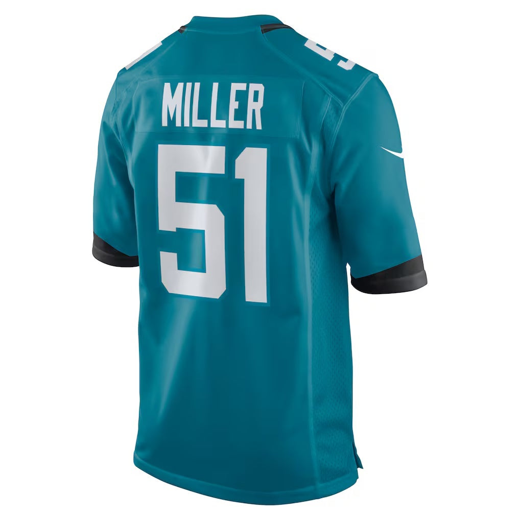 American Football Jersey | J.Jaguars #51 Ventrell Miller Teal Game Jersey - image 1