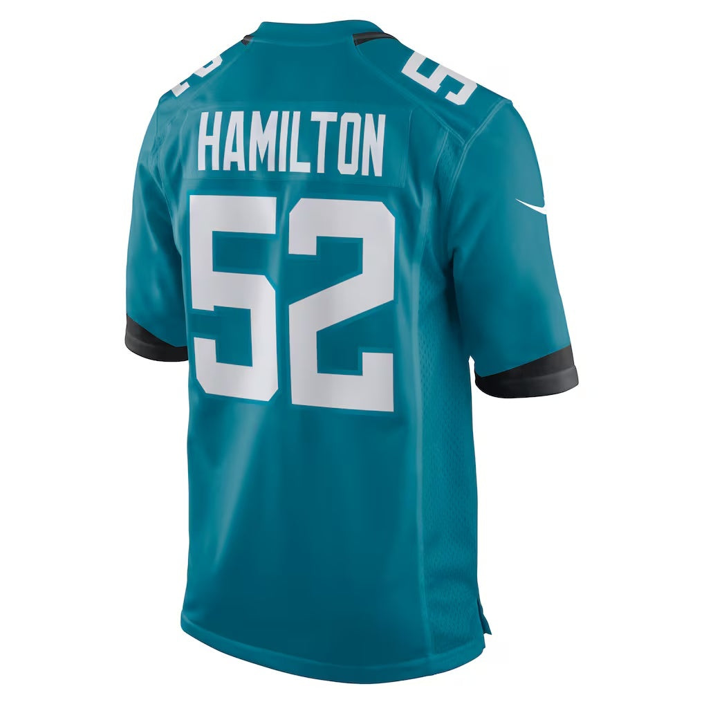 American Football Jersey | J.Jaguars #52 DaVon Hamilton Teal Game Jersey - image 1