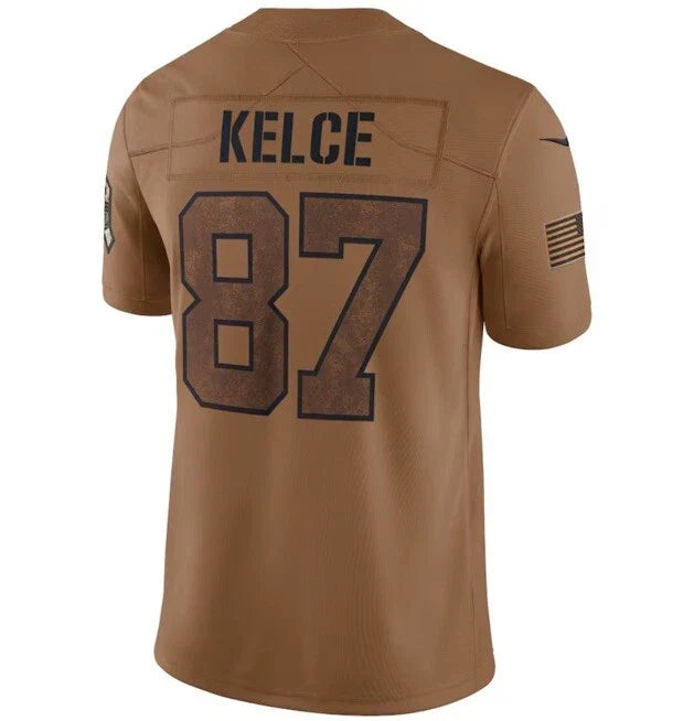 American Football Jersey | KC.Chiefs #87 Travis Kelce Brown Salute To Service Limited Football Stitched Jersey - image 1