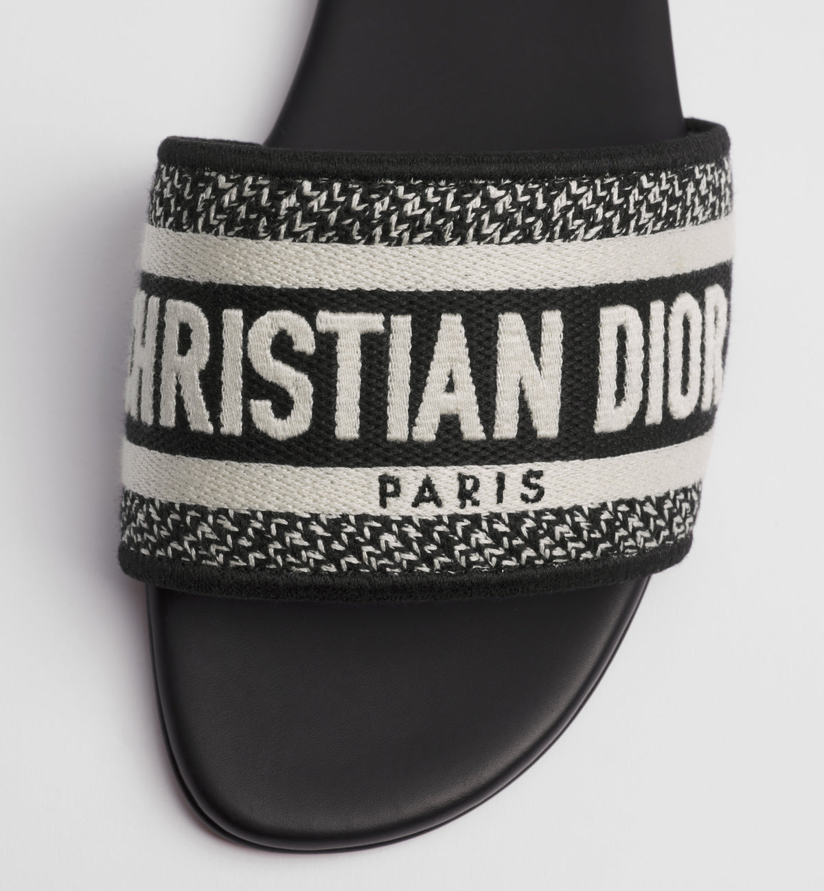 Black & White Embroidered Logo Slide Sandals - product view 3