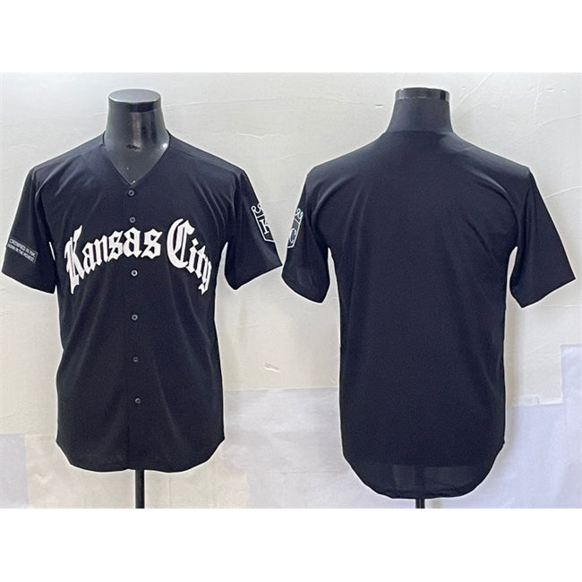 Baseball Jersey | Kansas City Royals Blank Black 'Gothic Crown Edition' Limited Stitched - image 1