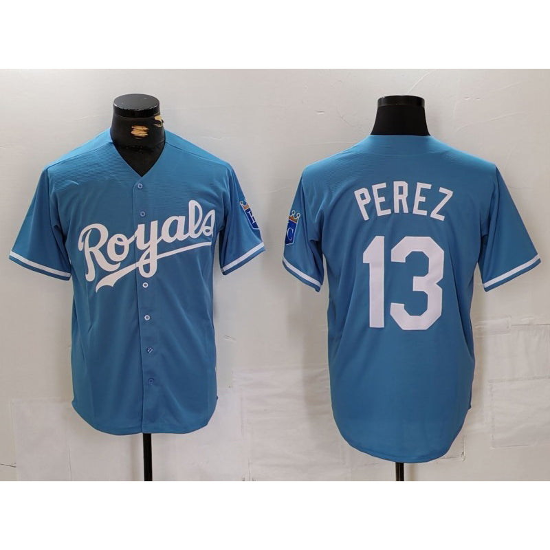 Baseball Jersey | Kansas City Royals #13 Salvador Perez Light Blue Stitched - image 1