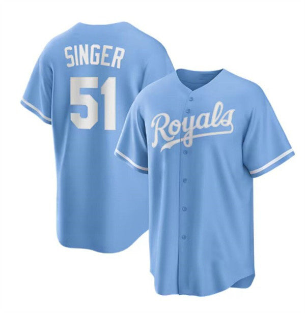 Baseball Jersey | Kansas City Royals #51 Brady Singer Light Blue Stitched - image 1