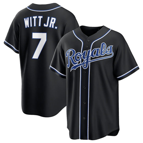 Baseball Jersey | Kansas City Royals #7 Bobby Witt Jr. Black Out Stitched - image 1