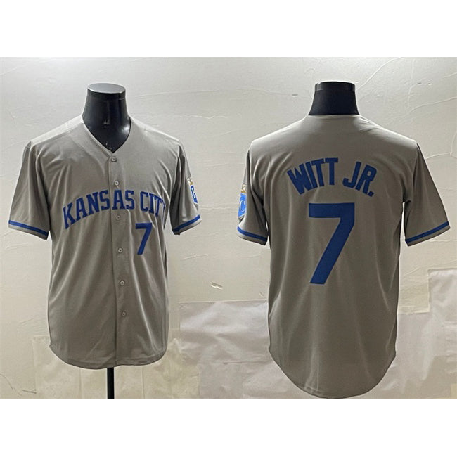 Baseball Jersey | Kansas City Royals #7 Bobby Witt Jr. Gray 2024 Away Limited Stitched - image 1