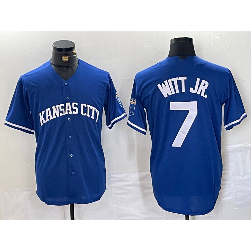 Baseball Jersey | Kansas City Royals #7 Bobby Witt Jr Blue Stitched - image 1