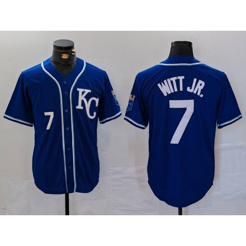 Baseball Jersey | Kansas City Royals #7 Bobby Witt Jr Number Royal Stitched - image 1