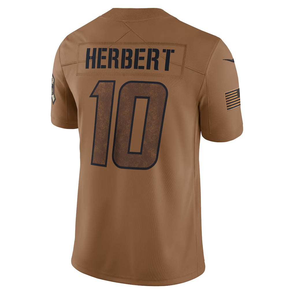 American Football Jersey | LA.Chargers #10 Justin Herbert Brown Salute To Service Limited Jersey - image 1