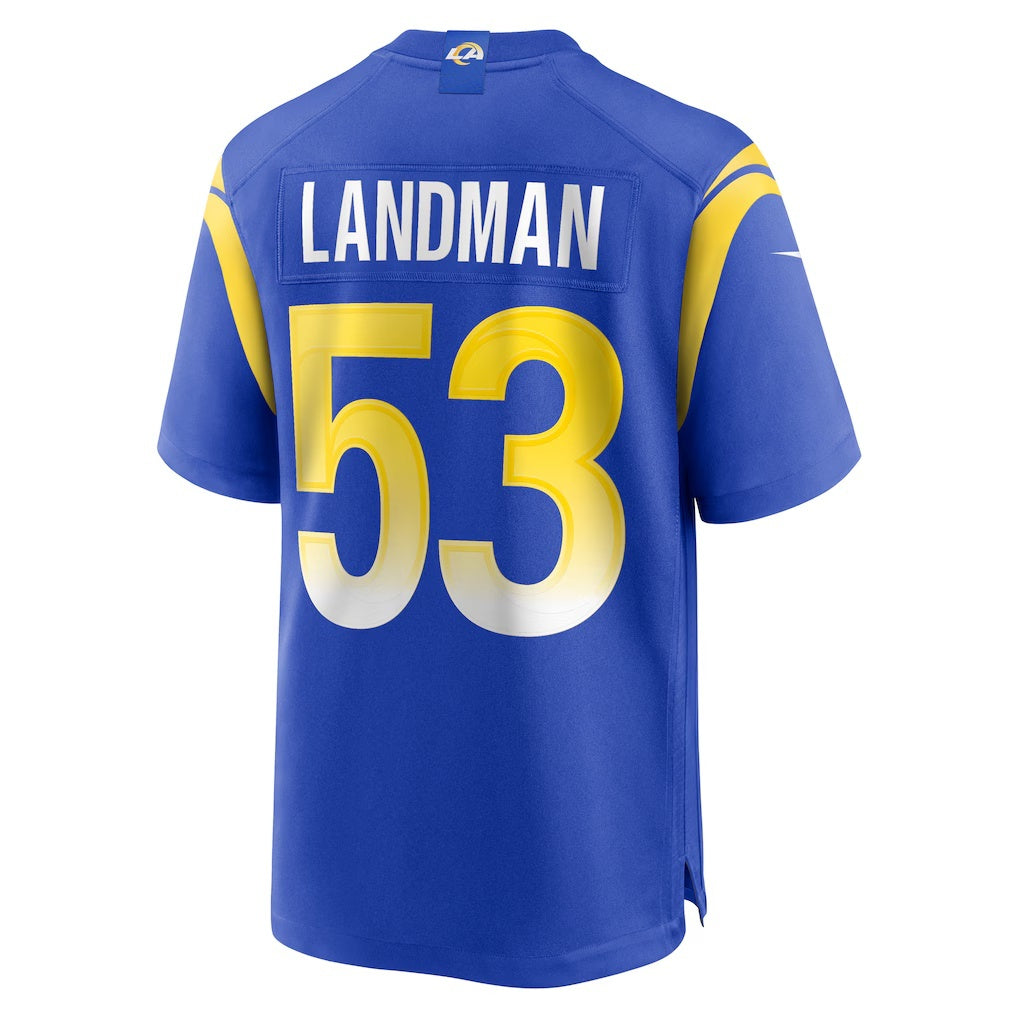 American Football Jersey | LA.Rams #53 Nate Landman Royal Team Game Marou - image 1