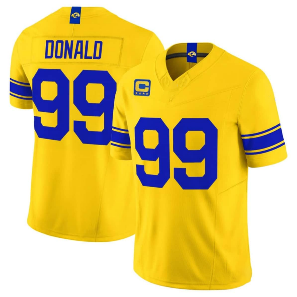 American Football Jersey | LA.Rams #99 Aaron Donald Yellow 2026 Vapor F.U.S.E. With 4- Star C Patch Limited Football Stitched Jersey - image 1