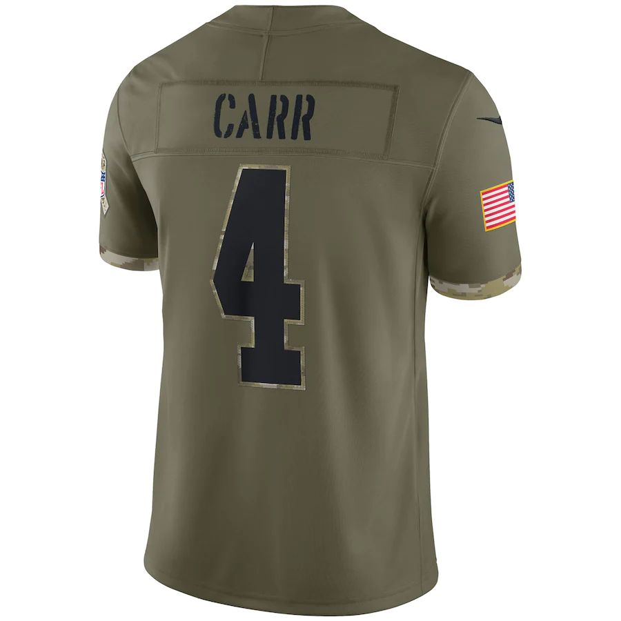 American Football Jersey | L.Raiders #4 Derek Carr Olive 2022 Salute To Service Limited Jersey Stitched American Football Jerseys - image 1