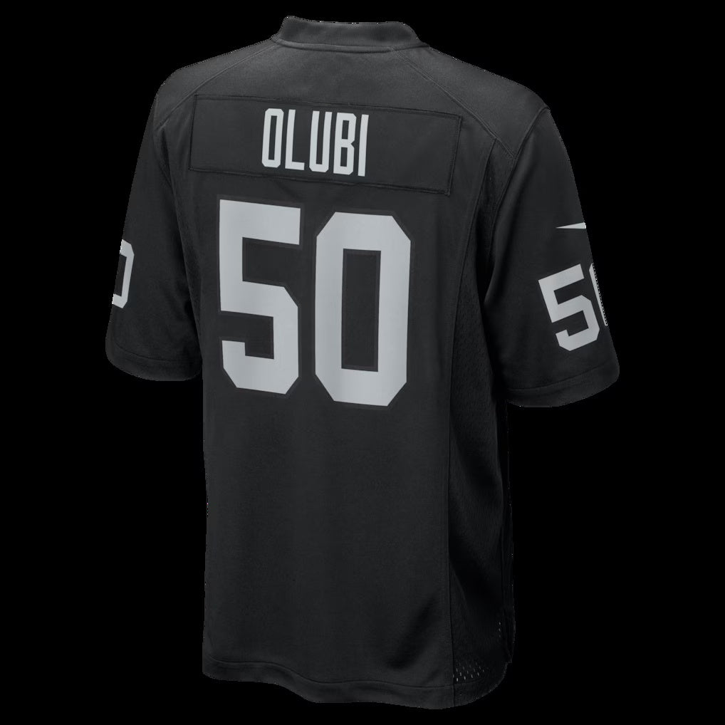 American Football Jersey | LV.Raiders #50 Segun Olubi Black Team Game Jersey - image 1
