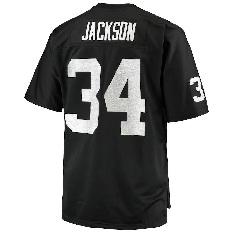American Football Jersey | L.Raiders #34 Bo Jackson Black Big & Tall 1988 Retired Player Replica Jersey Stitched American Football Jerseys - image 1