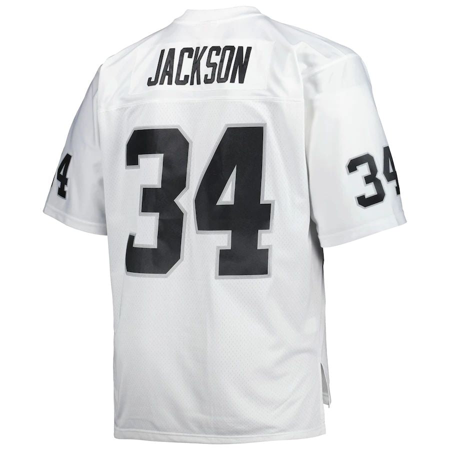 American Football Jersey | L.Raiders #34 Bo Jackson White Big & Tall 1987 Retired Player Replica Jersey Stitched American Football Jerseys - image 1