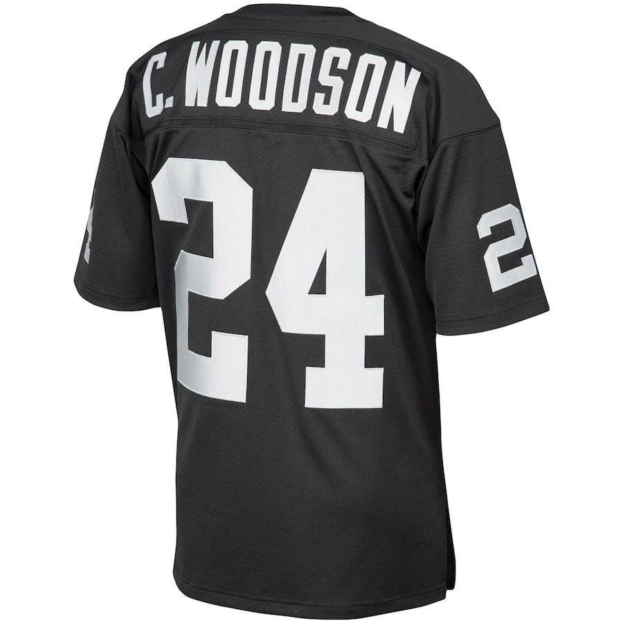 American Football Jersey | L.Raiders #24 Charles Woodson Black 1998 Throwback Retired Player Jersey Stitched American Football Jerseys - image 1