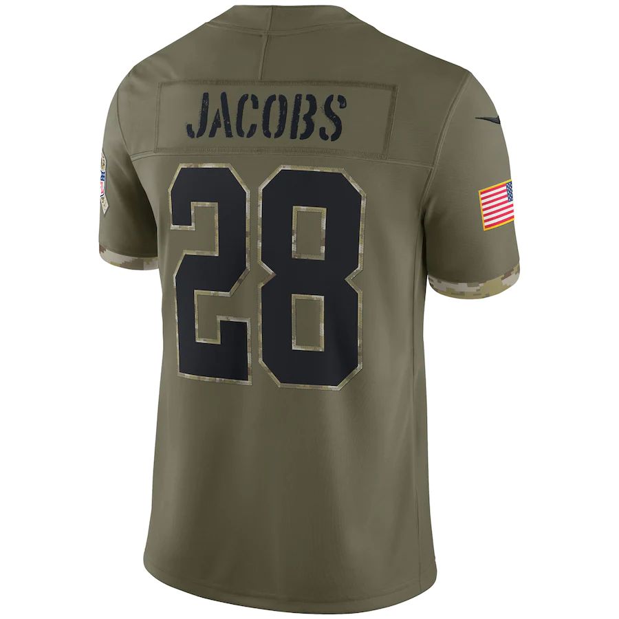 American Football Jersey | L.Raiders #28 Josh Jacobs Olive 2022 Salute To Service Limited Jersey Stitched American Football Jerseys - image 1