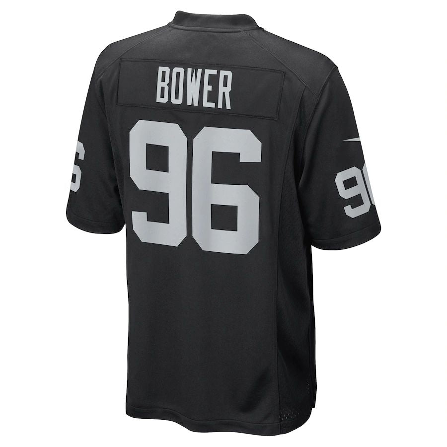 American Football Jersey | L.Raiders #96 Tashawn Bower Black Game Player Jersey Stitched American Football Jerseys - image 1