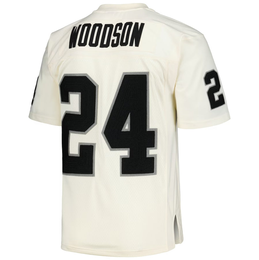 American Football Jersey | LV. Raiders #24 Charles Woodson Chainstitch Legacy Jersey - Cream Stitched American Football Jerseys - image 1