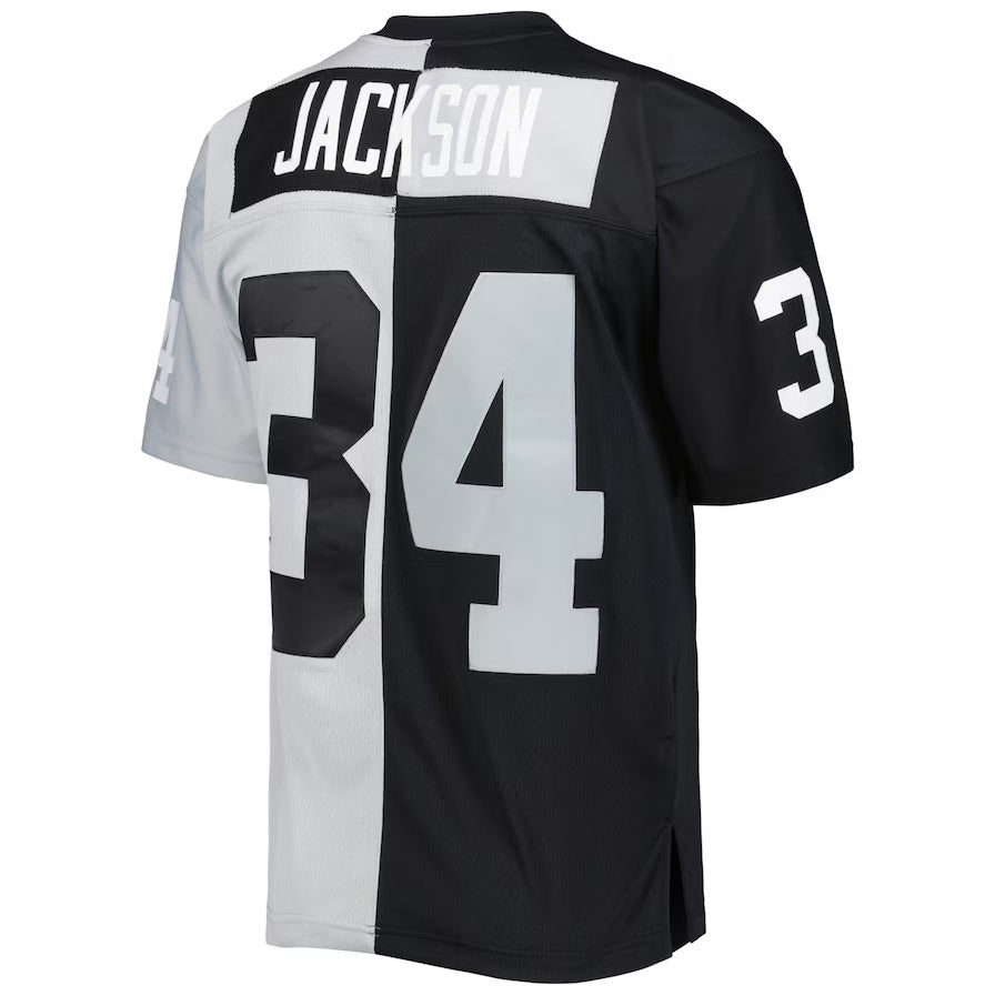 American Football Jersey | LV. Raiders #34 Bo Jackson 1988 Split Legacy Replica Jersey - Black/Silver Stitched American Football Jerseys - image 1